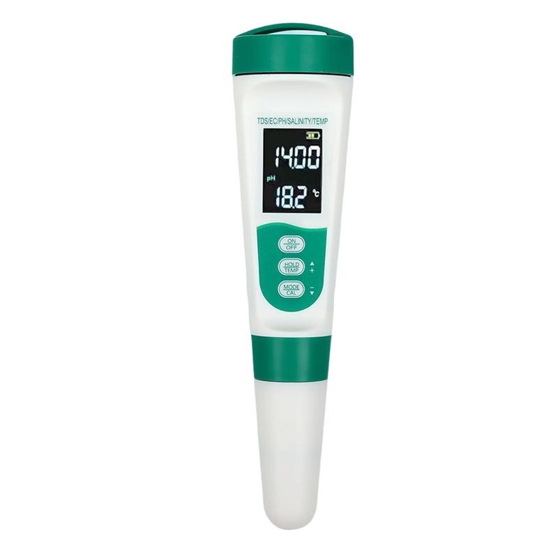 Ec Meter Digital - AT02-5 In1 デジタル PH メーター高精度水質テスター PH/EC/TDS/塩分/温度計、飲料水用