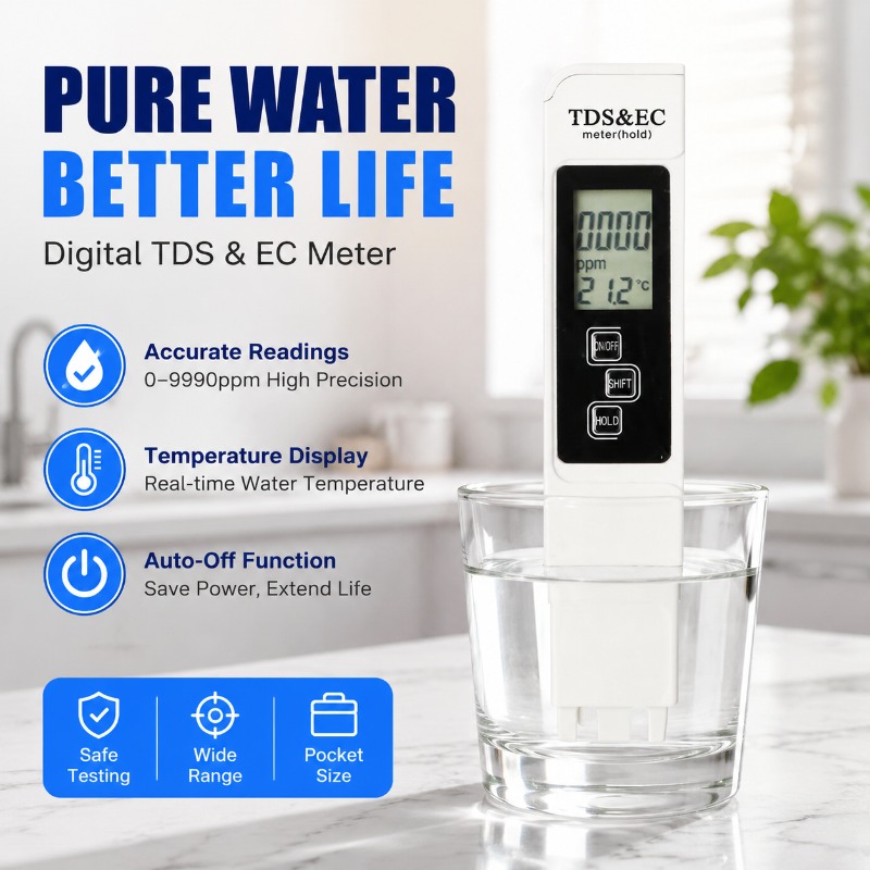 Ec Meter Digital - ホワイトデジタル水質テスター TDS EC メーター 0-9990ppm 多機能純度温度