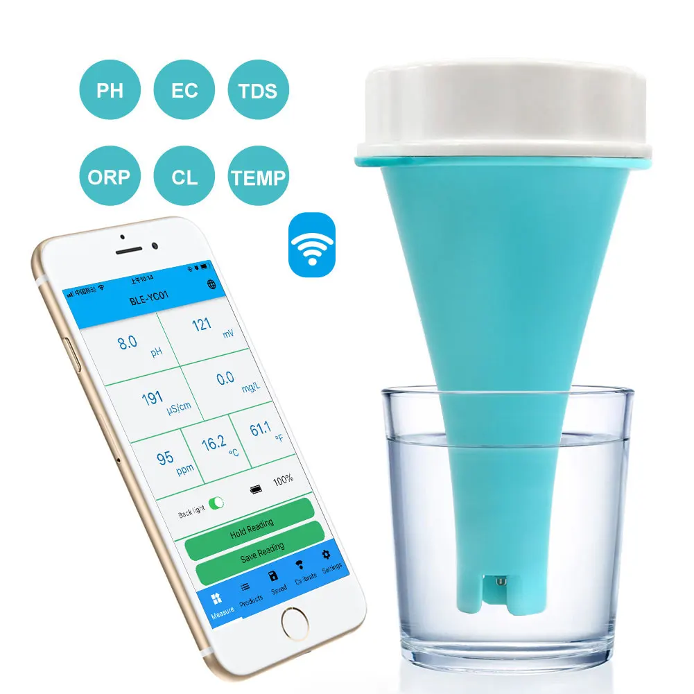 Ec Meter Digital - 6 in 1 水質検査メーター APP オンラインモニター
