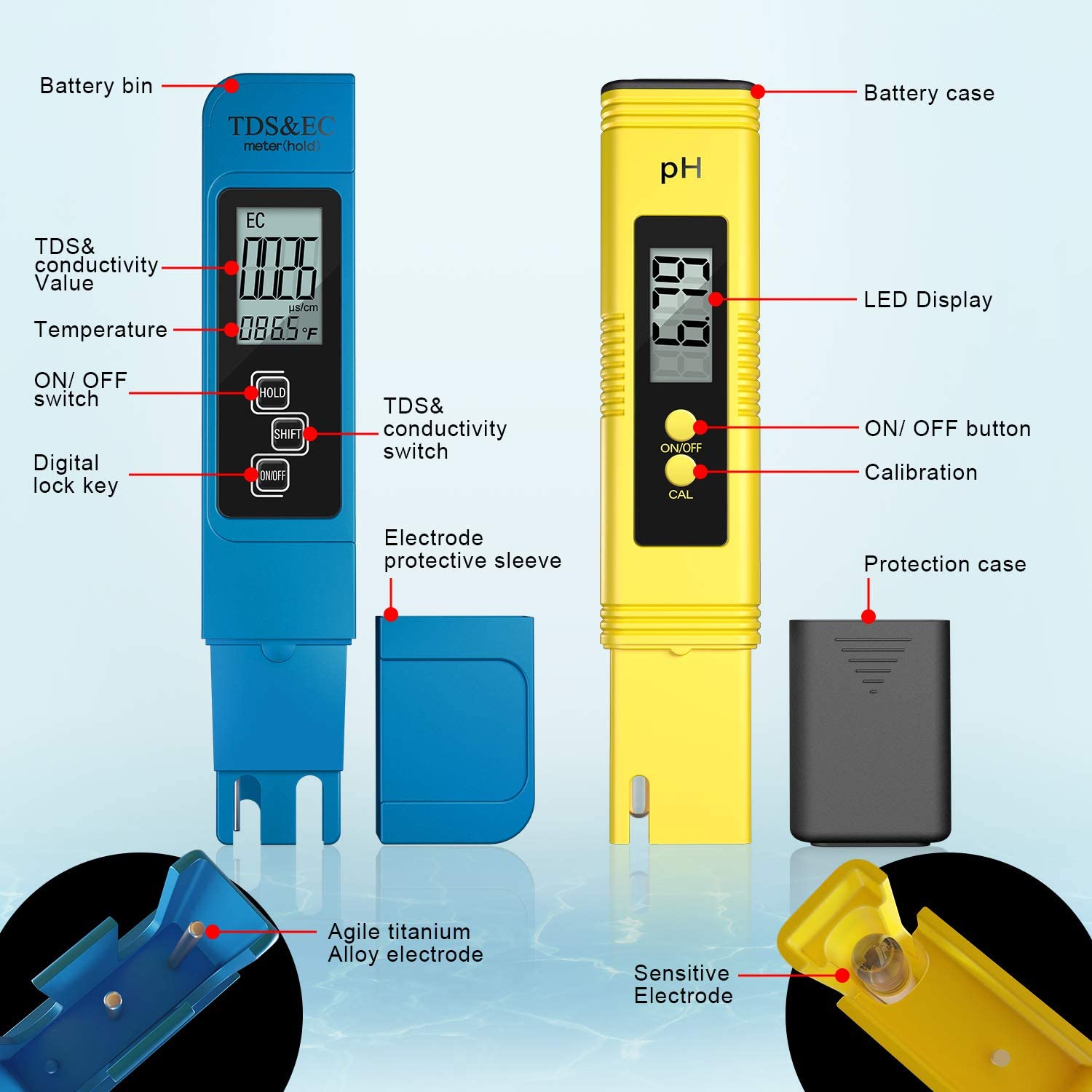 デジタル PH/TDS/EC メーターテスター温度計ペン水純 - Ec Meter Digital のレビューと価格