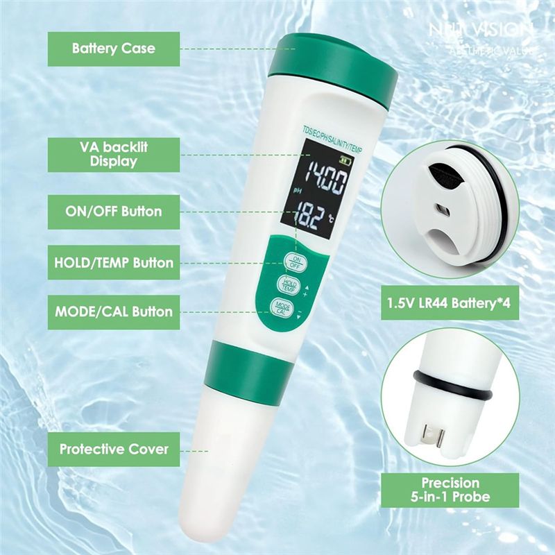 AT02-5 In1 デジタル PH メーター高精度水質テス - Ec Meter Digital のレビューと価格